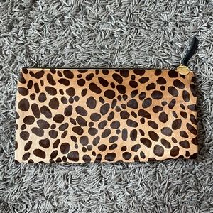 Clare V fold over leopard clutch